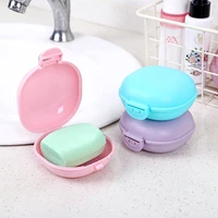 5 colors bathroom soap case dish plate case home shower travel hiking soap holder container plastic portable soap box with lid