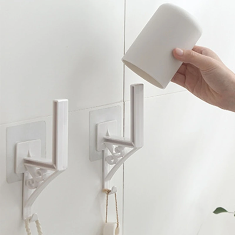 

1 Pair Wall Mounted Pot Lid Organizer Rack Hanging Cutting Board Holder Kitchen Storage Shelf with Hooks Space Saving Y5GB