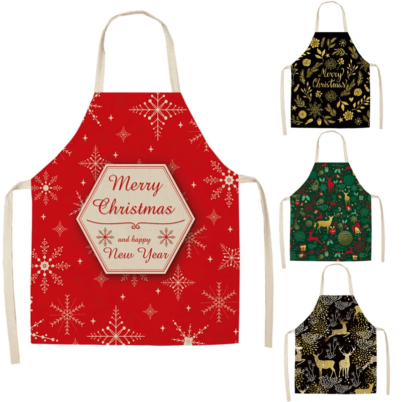 

Santa Claus Christmas adult kitchen sleeveless apron Happy Christmas Children Gifts Family Clean Cooking Accessories delantal