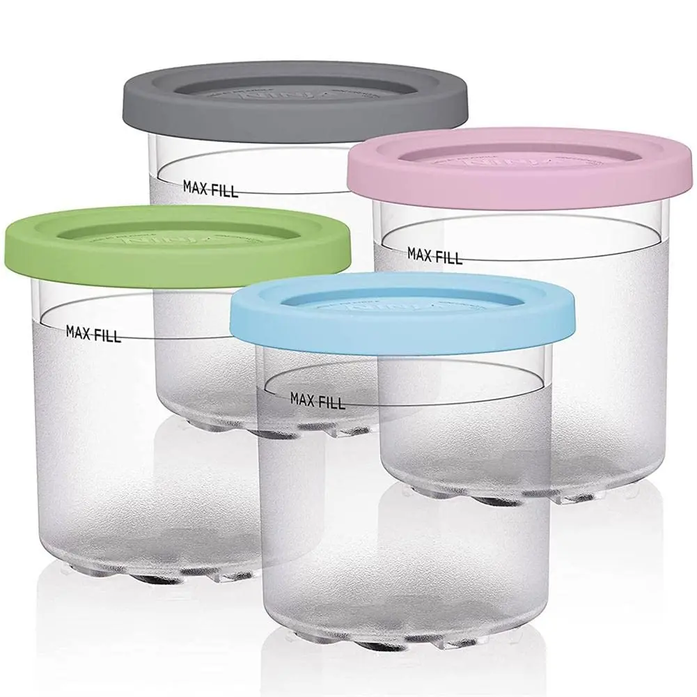 

Containers Replacement for Ninja Creami Pints and Lids - 4 Pack, 16oz Cups Compatible with NC301 NC300 NC299AMZ Series Ice Cream