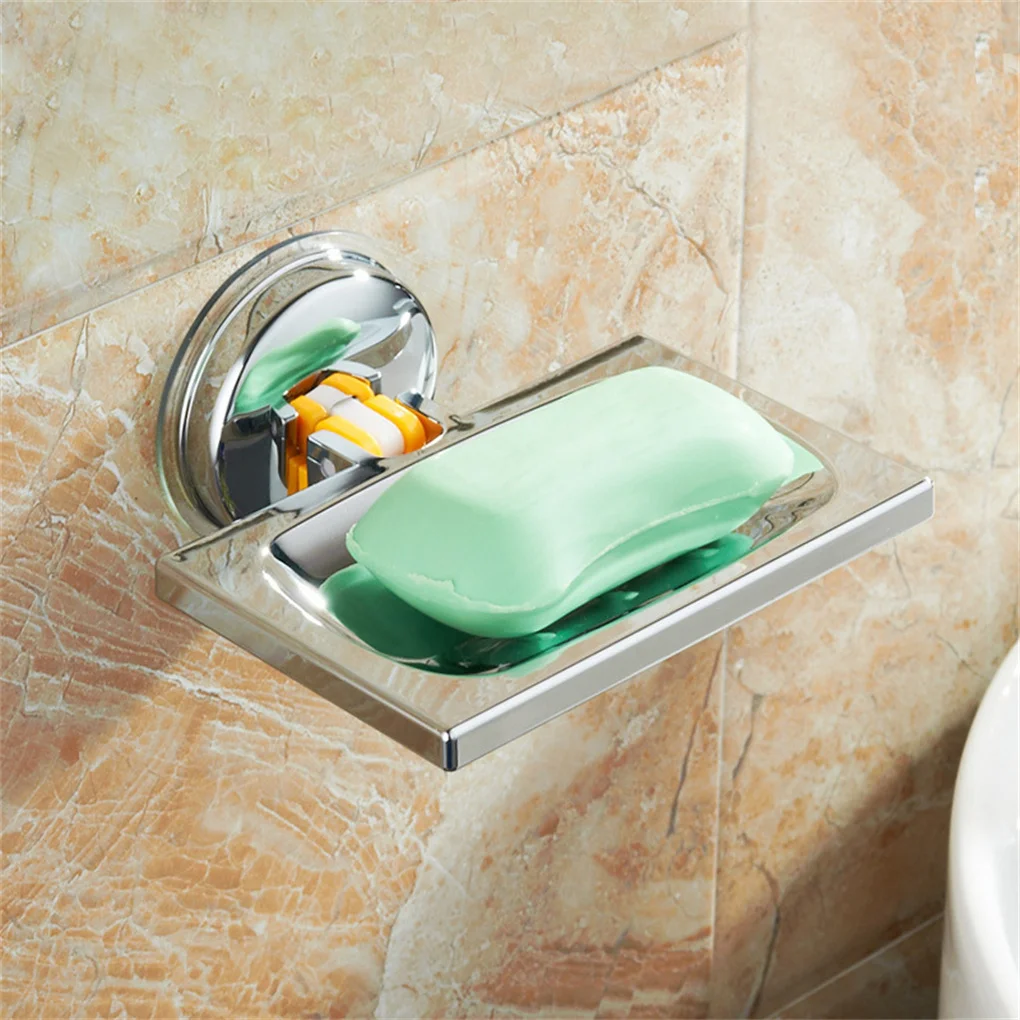 

Stainless Steel Sponge Dish Suction Cup Bathroom Shelf Kitchen Sink Bathtub Storage Tray Stand Holder Organizer Round