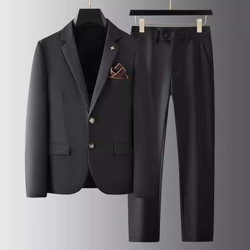 

NEW IN Autumn Costume Homme De Luxe 2-piece Blazer + Pants Plaid Printed Korean Suits Men Wedding Business Streetwear Large Size