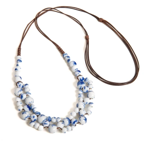 Midofare керамическое ожерелье из бисера белый синий