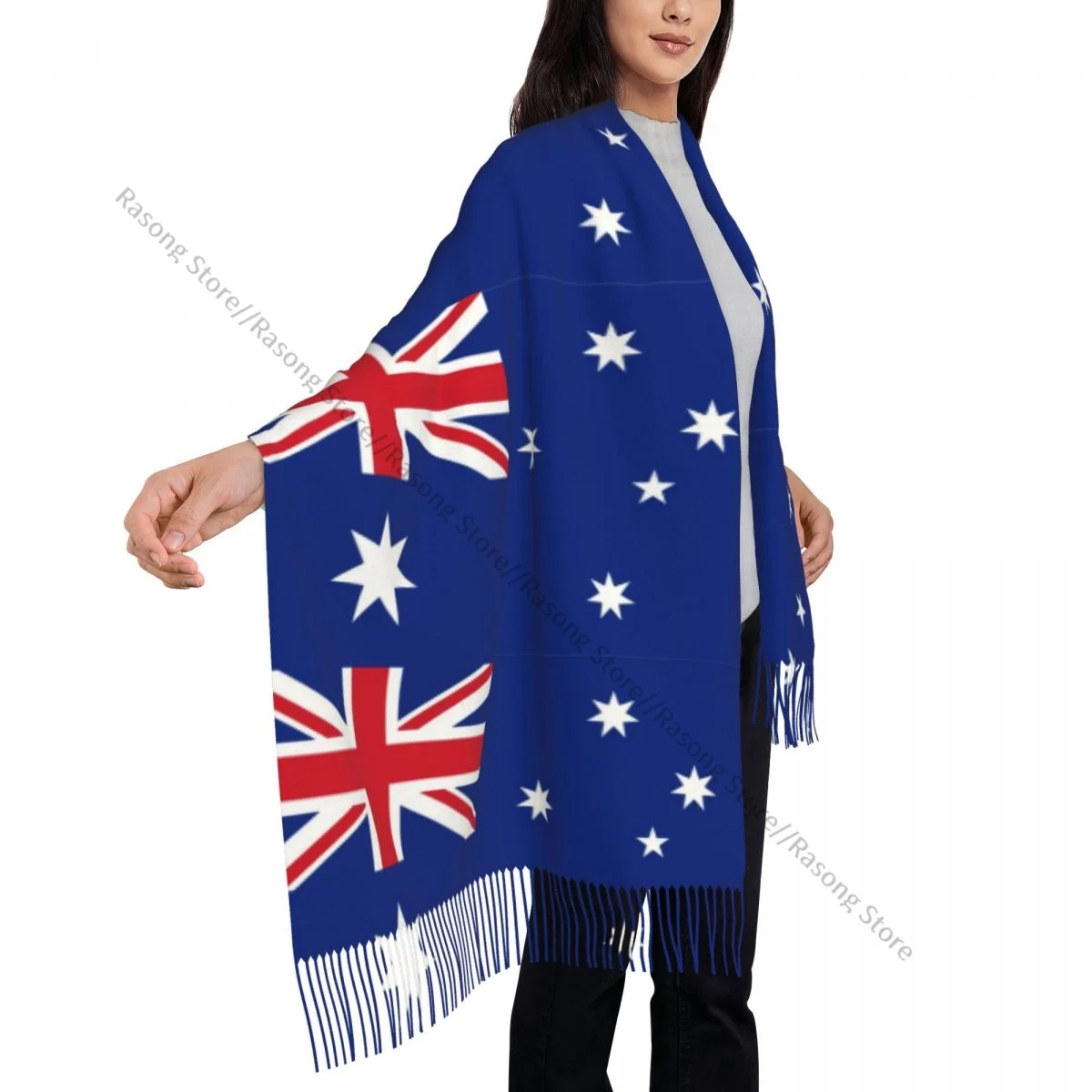 Зимний шарф с кисточками австралийский морской флаг женские кашемировые шарфы