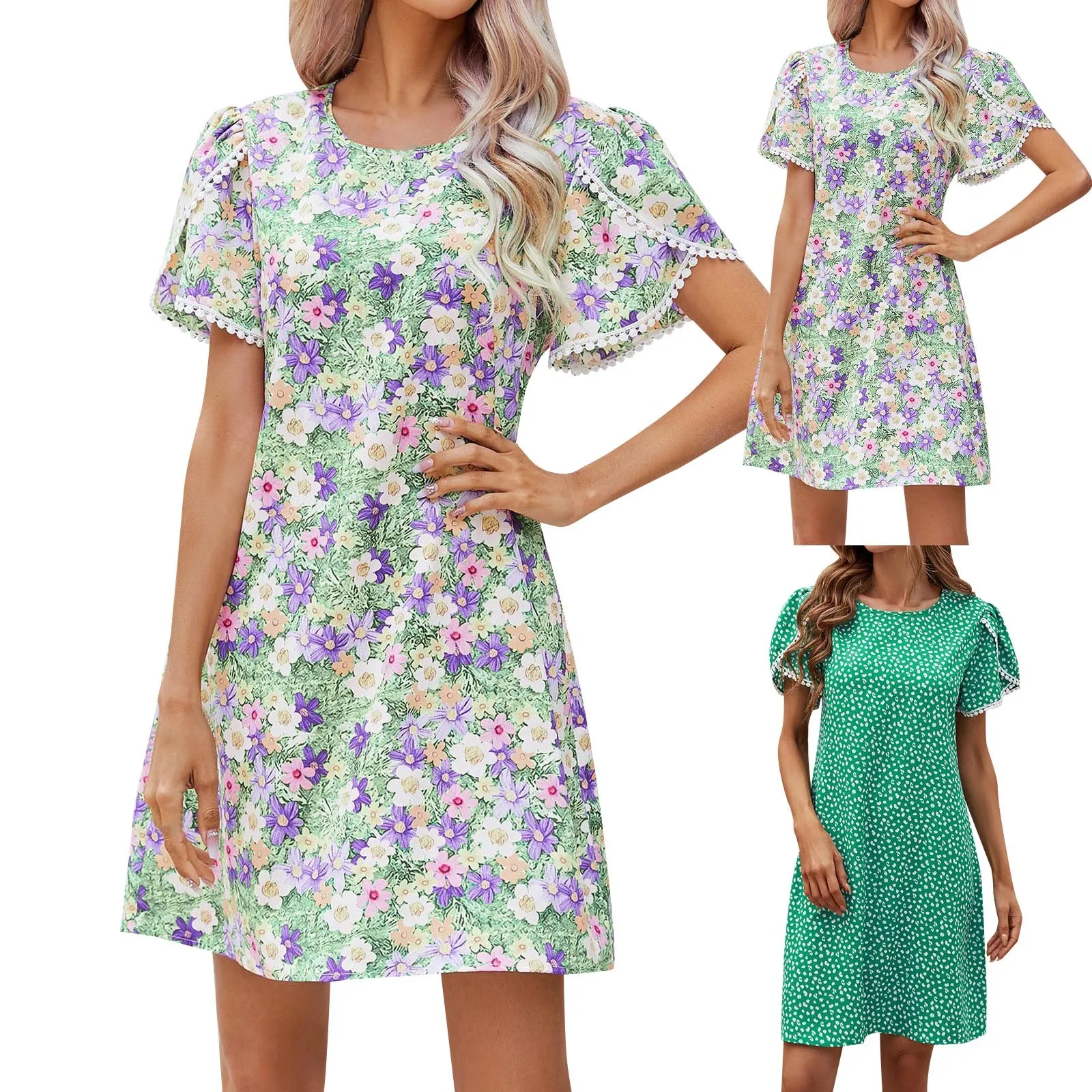 

Dresses for Work Women Personality Vintage Printed Short Sleeved Casual Dress Simple And Women's Summer Dresses Casual Beach