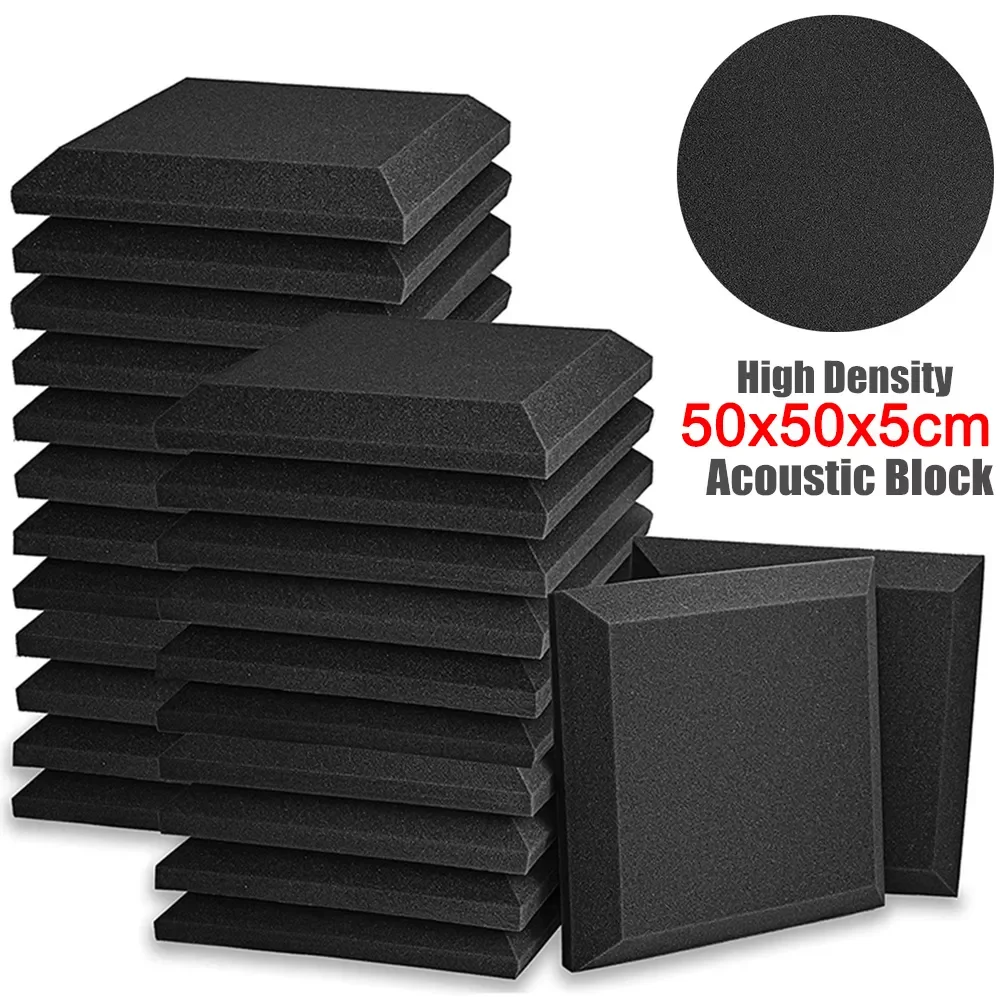 

Colors 4PCS 50X50X5cm Studio Acoustic Soundproof Foam Sound Absorption Treatment Flat Panel Tile Wedge Protective Sponge
