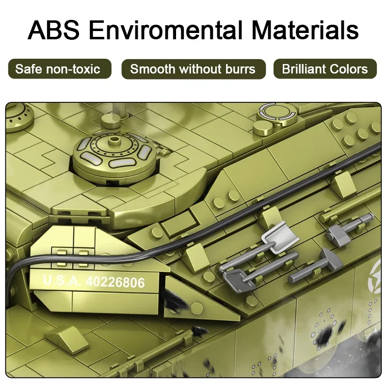 Gulo US T28 Heavy Tank Blocks Строительный набор WW2 Военные кирпичи Оружие Солдаты Армейские