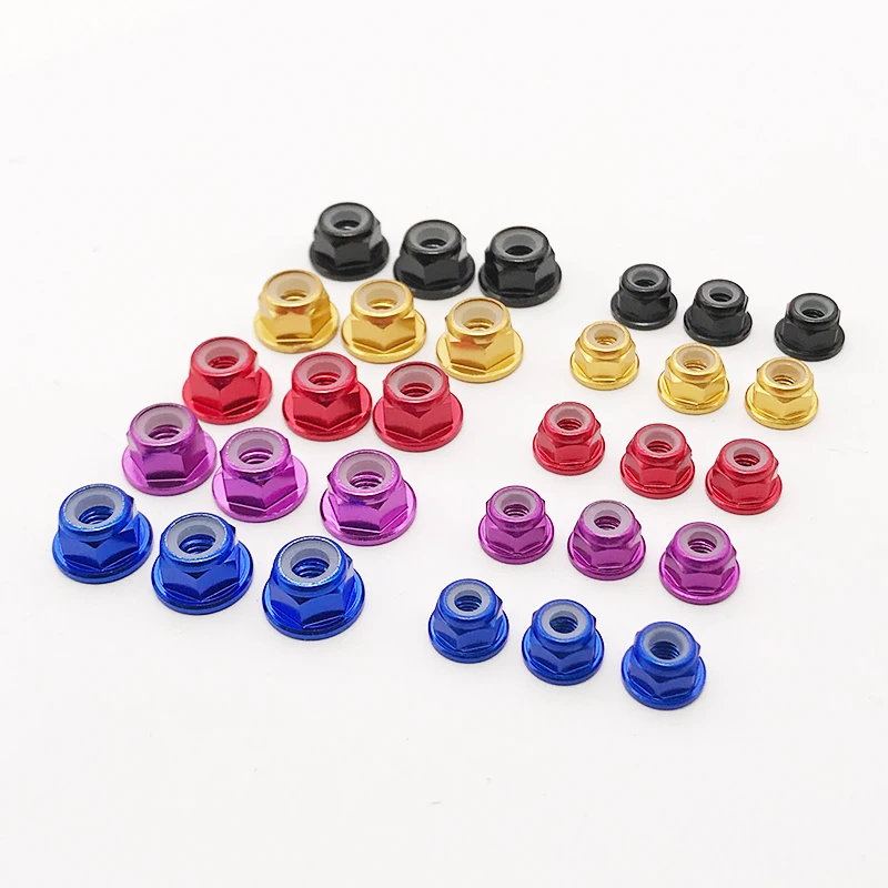 10 шт. M3/M4 Фланцевая нейлоновая вставка из алюминиевого сплава фиксирующая гайка