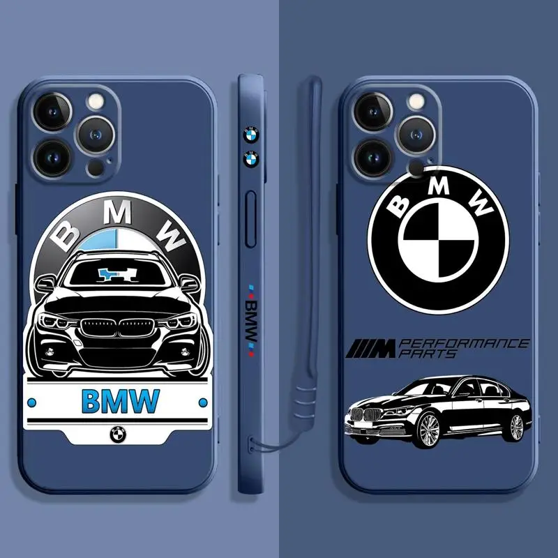 

Black Sports Car Bmw Logo Square Liquid Phone Case For Apple iPhone 14 13 12 11 Pro Max 13 12 Mini XS XR X 7 8 6 6S Plus Cover