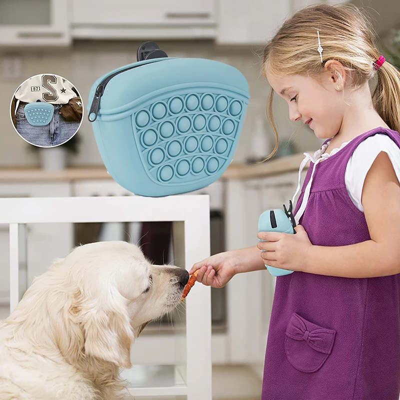 

Dog Treat Pouch Upgraded Silicone Pet Training Waist Bag With Zipper Clip Portable Convenient Feed Food Snack Storage Container
