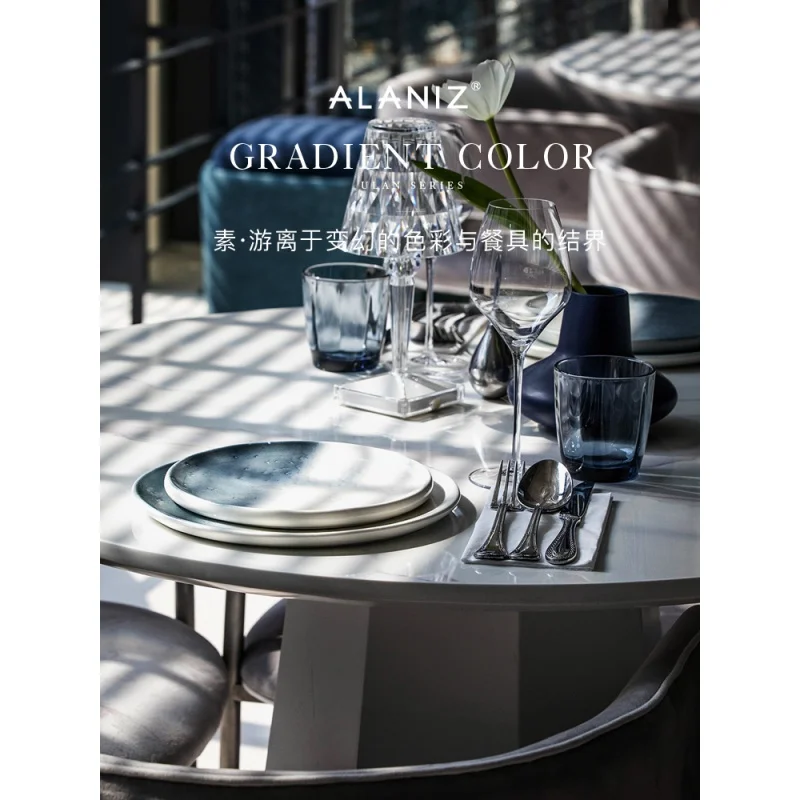 

alaniz-Suulan Steak Plate Creative Ceramic Pasta Dish Home Western Plate Dish Nordic Light Luxury Plate