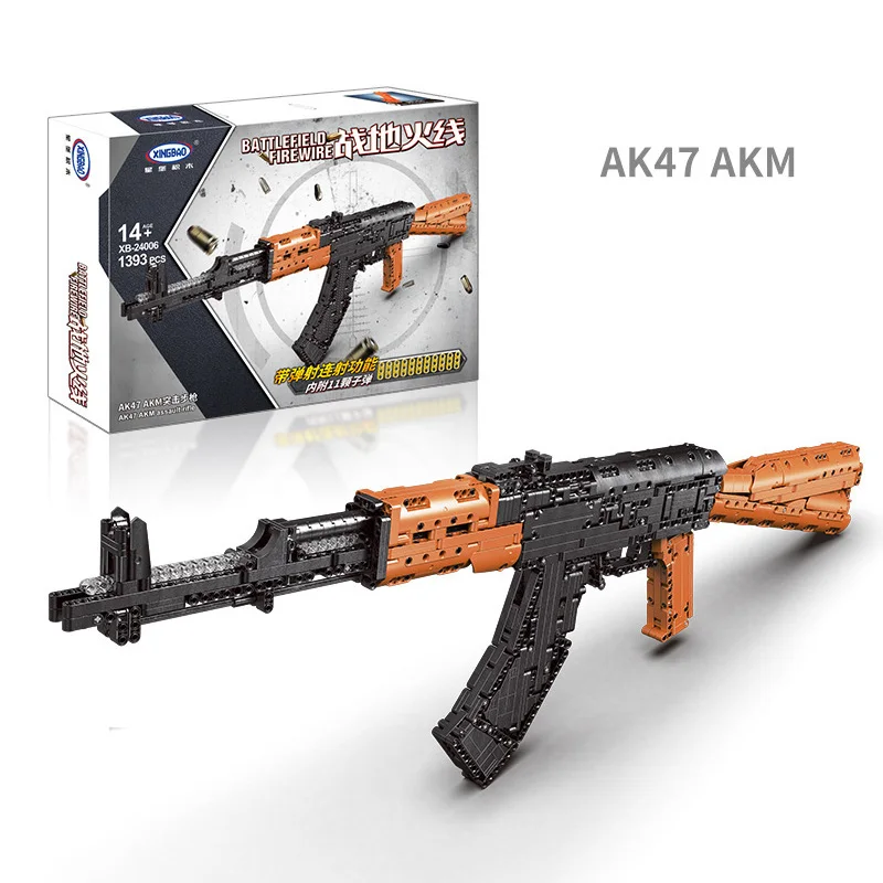 XingBao 24006 AK47 AKM Block Gun Модель Battlefield Weapon Series DIY Игрушки Строительные блоки Мальчик