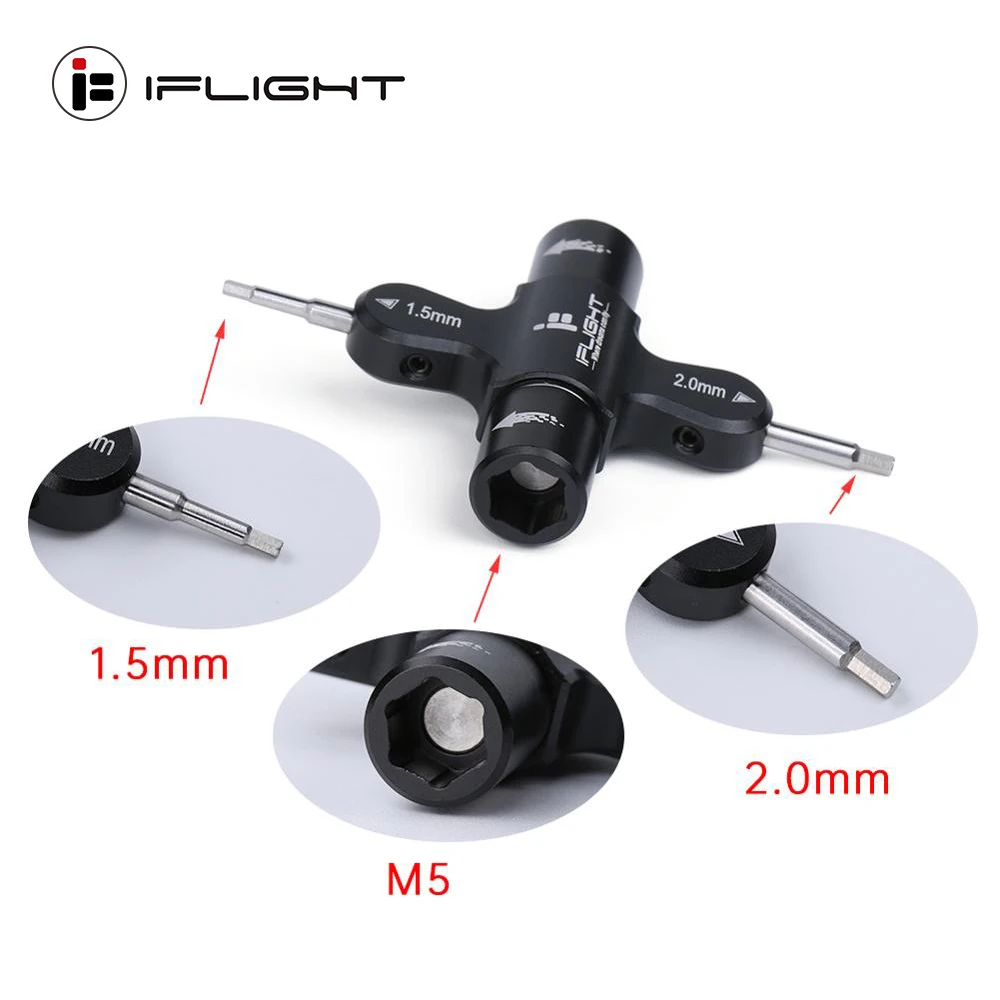 

IFlight Quad M5 Nut Screw Wrench 1.5mm/2mm screwdriver with Built in One Way Bearing Tool for RC FPV Racing Drone
