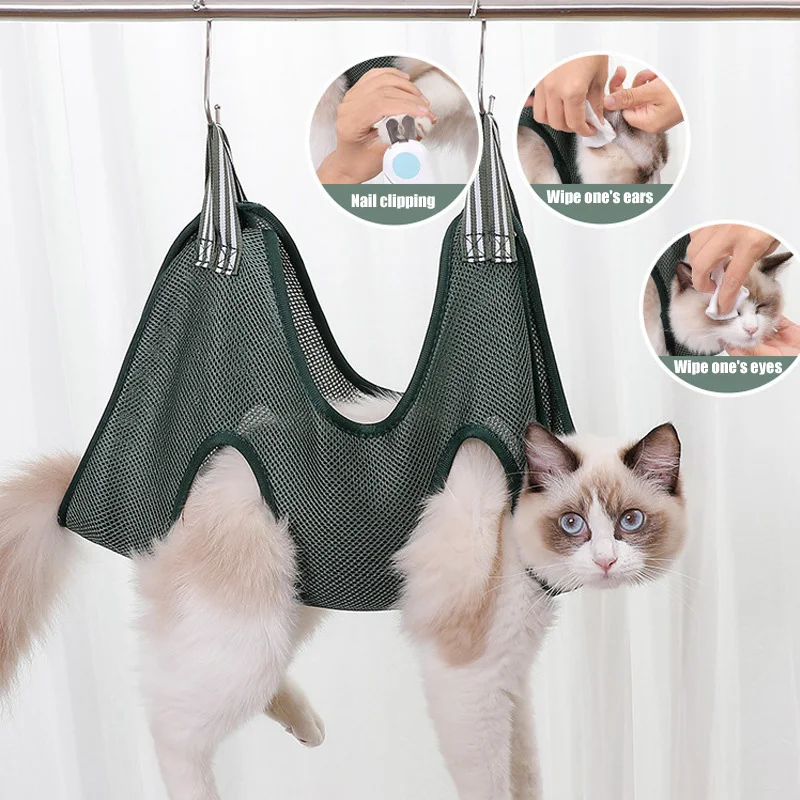 Cat Grooming Nail Cutting Anti Scratch Bite Fixed Bag Bath Trimming Restraint Bag Pet Beauty Hammock Hanging Pet Supplies Set
