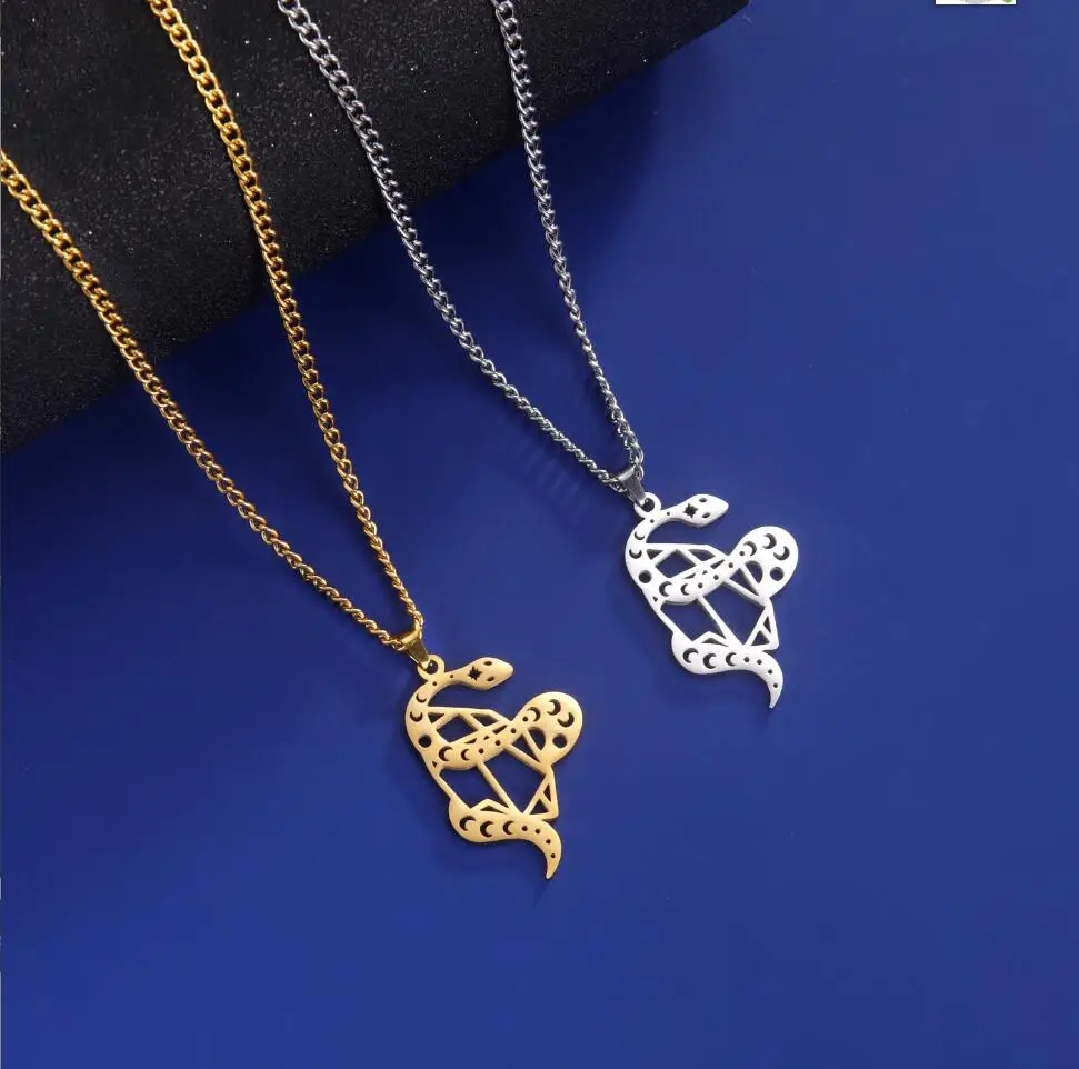 

1PC Snake Pendant Necklace For Women Stainless Steel Gold Plated Necklaces Aesthetic Jewelry choker collares F1216