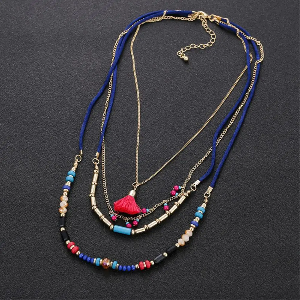 

Women Necklace Four Layers Lady Decoration Multilayer Tassel Pendant Necklace Multilayer Necklace for Vacation