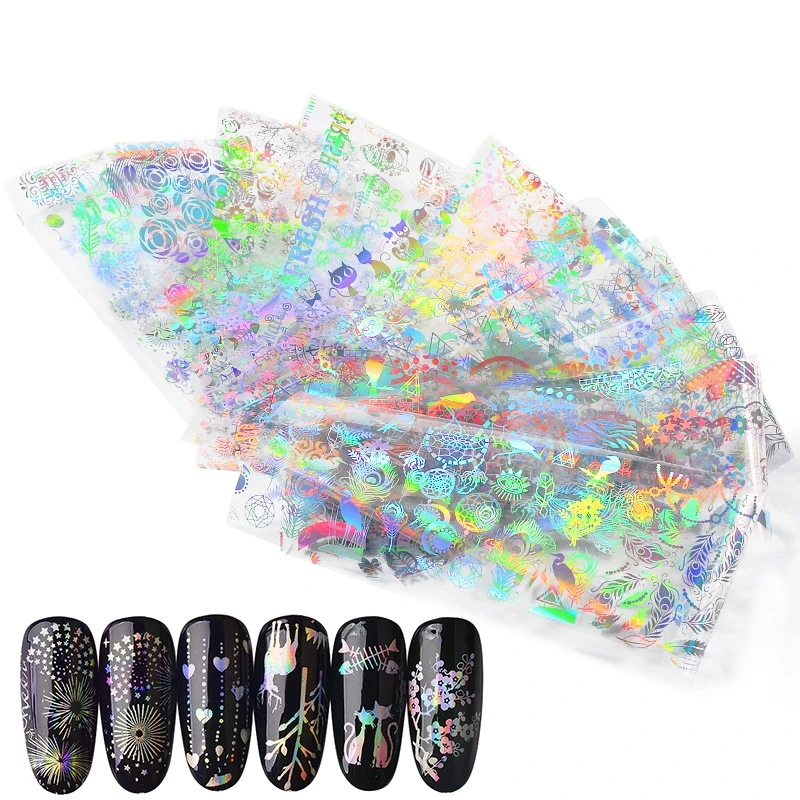 

1 Set Holo Nail Art Starry Grass Paper Sticker Aurora Candy Color Nail Decals UV Gel DIY Nails Tips Wrap Decor Manicure Tools