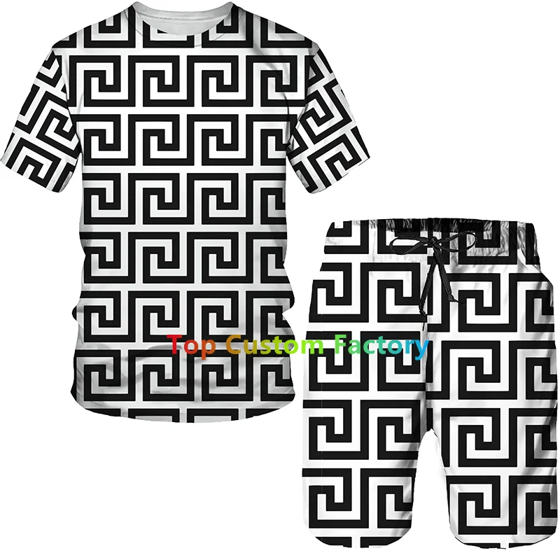 Breathable Short Tracksuit Men T-shirt Suit Man Sets 2 Piece Outfits Summer Beach Brand Luxury 3D Letter Print Male Clothing