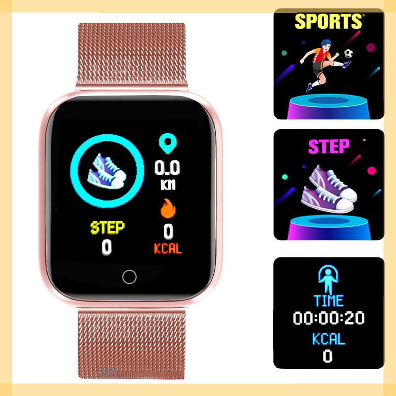 

2021 Ladies Sport Bracelet Smart Watch Women Smartwatch Men Smartband IOS Waterproof Fitness Tracker Smart Clock Mens