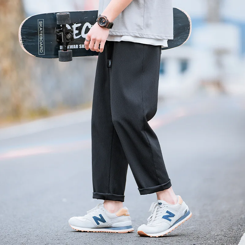 

Hanlu men's main push buckle belt design summer casual pants men's 2022 new thin breathable pants