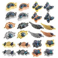 zirconia animal crab butterfly foot wings flower abalone shell charm connector jewelry making handmade diy bracelet accessories