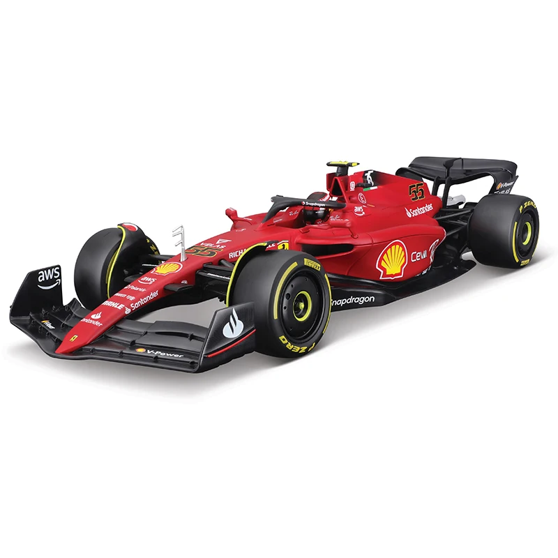 Дешево Bburago 1:18 Ferrari 2022 F1-75 SF21 #16 #55 2020 SF1000 #5 F1 гоночная Формула автомобиль статическая имитация литая модель автомобиля из сплава