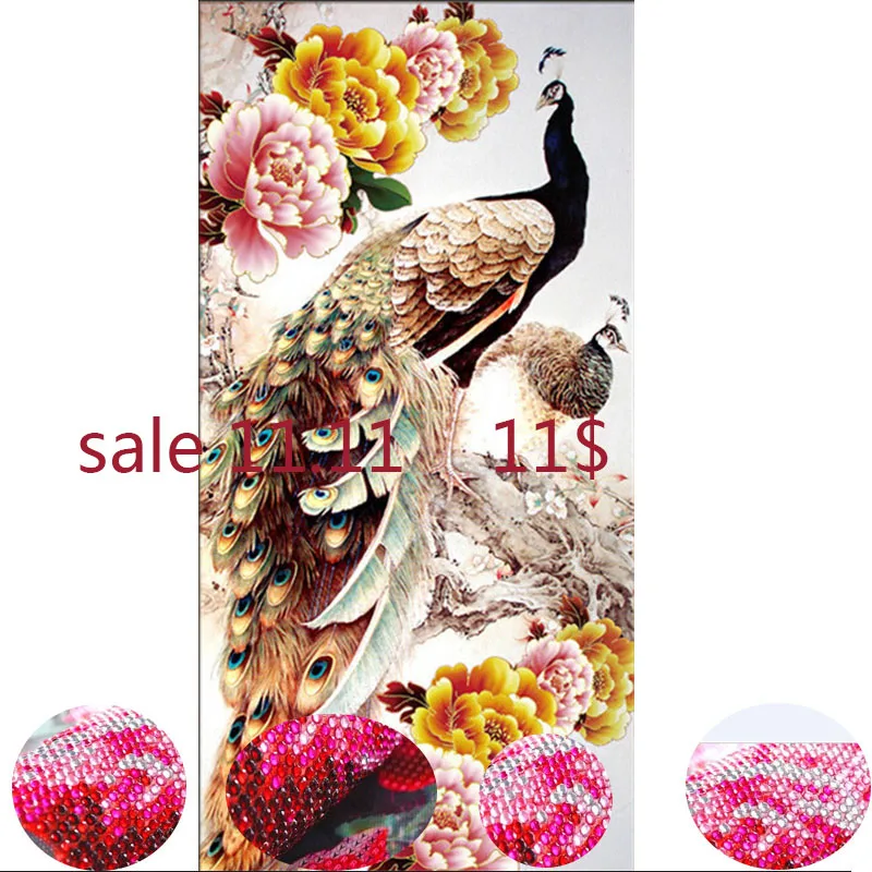 

2022 HOT 5D CRYSTAL DIY Diamond PaintingIcon Round Flowers bloom, rich Peacock Diamond Embroidery Mosaic Picture of Rhinestone
