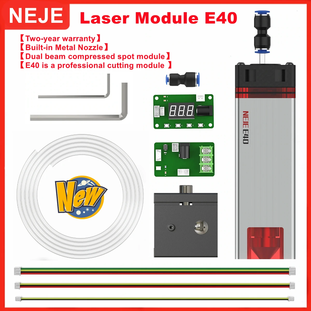 NEJE E40 Fixed Focus Dual Beam 80W Laser Module Head for Stainless Steel/Metal Engraving and Professional Wood Cutting Tools