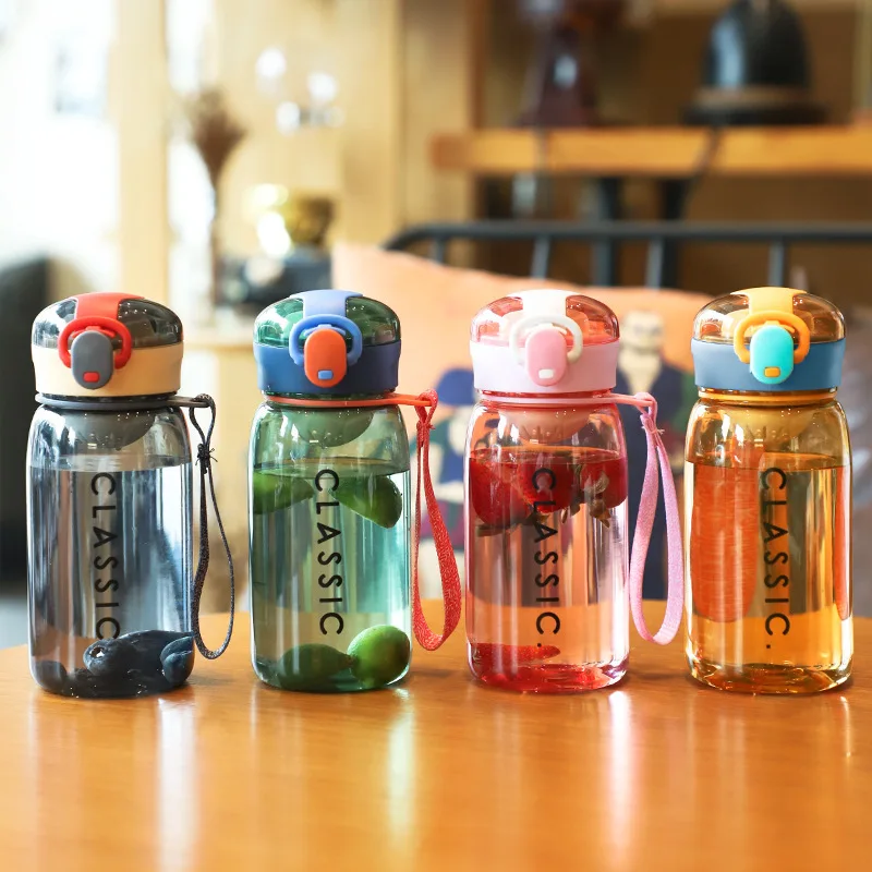 

Bpa-Free 500ml Plastic Sports Outdoor Water Bottle With Pop-Up Lid My Drink Juice Portable Rope Kettle