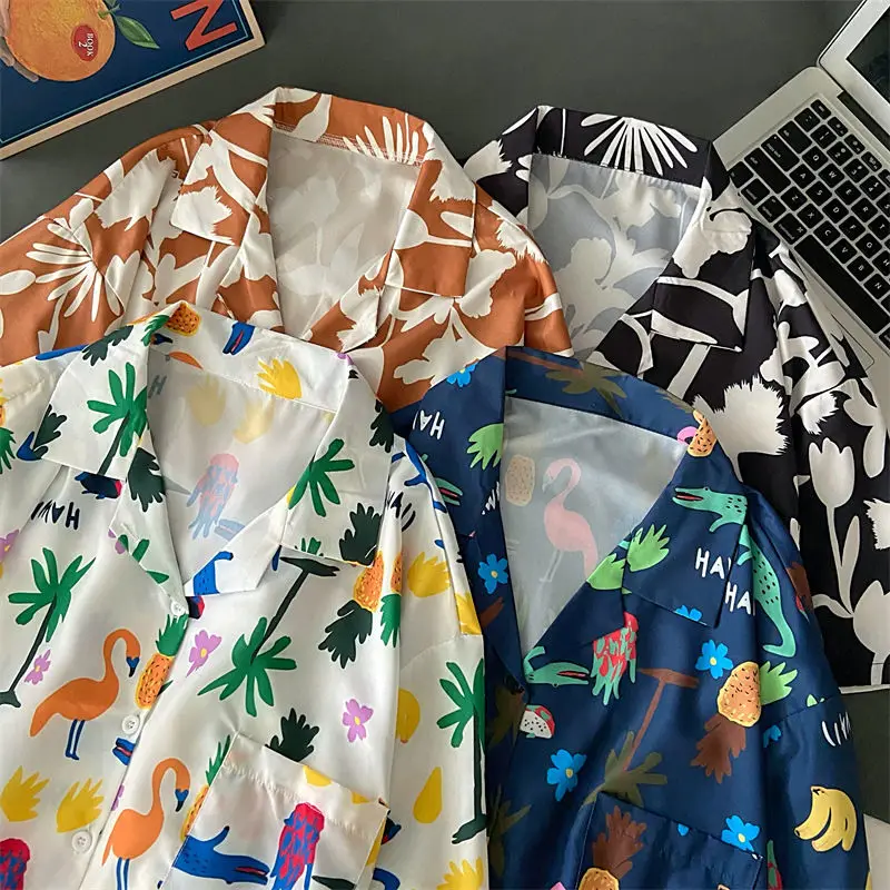 

Coconut Tree Beach Shirt Short Sleeve Womens Shirts Boho Harajuku Korean Fashion Button Up Shirt Summer 2022 Camisas Mujer