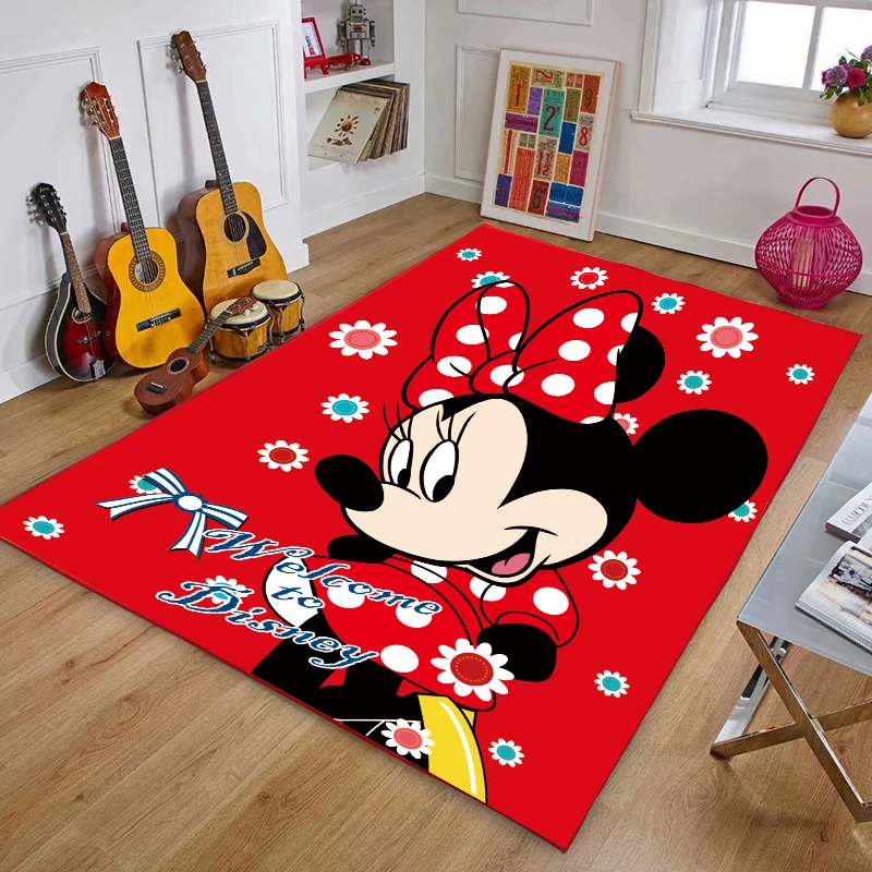 

Мультяшный коврик из мультфильма Disney, напольный коврик с рисунком Микки и Минни, для гостиной, детской, спальни, детский подарок, домашний де...
