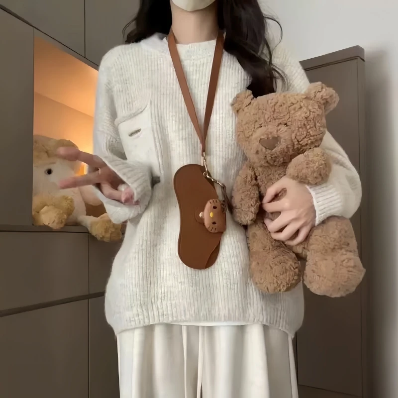 Женский вязаный пуловер свитер осень-зима свободный джемпер топы повседневная