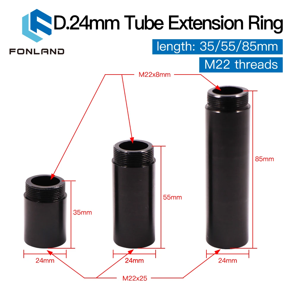 FONLAND CO2 Extension Tube Extension Ring Suit Laser head O.D.24mm Lens Tube for CO2 Laser Cutting & engraving Machine enlarge