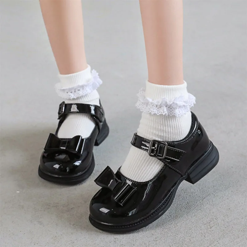 

Туфли принцессы, классические туфли, новинка, лакированные черные туфли Janes, весенняя обувь для девочек, кожаные туфли с бантом, Осенняя обувь Для Марии 2-14 лет, 2021