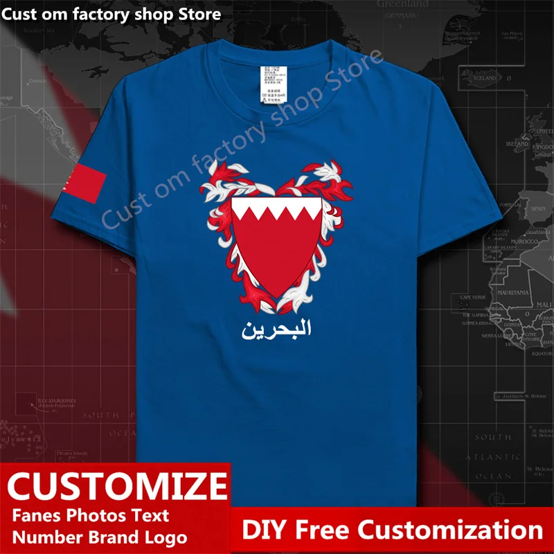 

Bahrain Country Flag ​T shirt DIY Custom Jersey Fans Name Number Brand LOGO Cotton T-shirts Men Women Loose Sports T-shirt