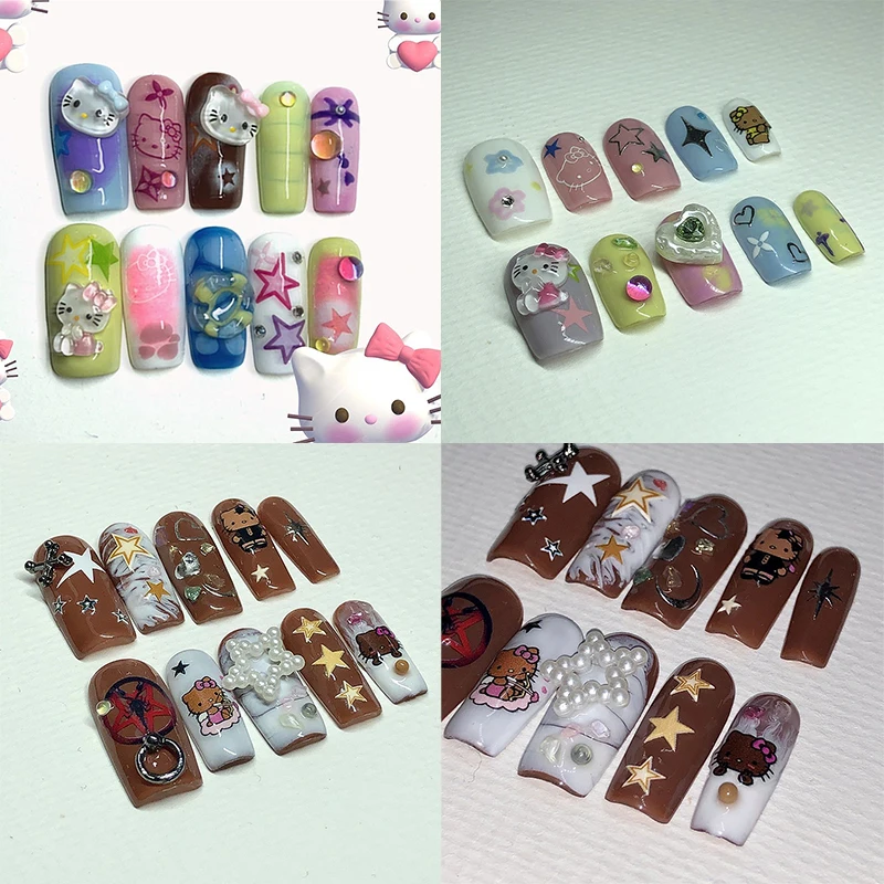 

Diy Hello Kitty Nail Patch Kawaii Sanrios Anime Cartoon Y2K Sweet Cool Hot Girls Original Homemade Punk Cute Nail Toys Gift New