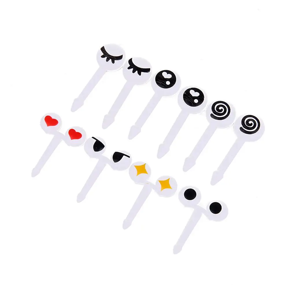 

10 Pcs/Set Mini Eye Decorate Fruit Fork Reusable Plastic Cute Forks Decorative Sticks Kids Lunch Bento Box Tableware Accessories