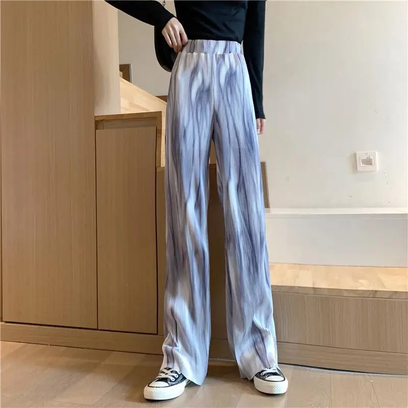 

Wide Boot Pants Woman High Waisted Straight Baggy Fluid Loose Tie Dye Pleated Casual Leg Width Trousers for Women Hot Trendeez