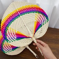 summer cooling fan rattan fan diy home arts decoration creative handmade peach shaped bamboo weaving hand fans