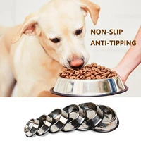 non slip stainless steel dog cat bowls 6 size travel footprint feeding feeder water bowl for pet puppy kitten outdoor food dish