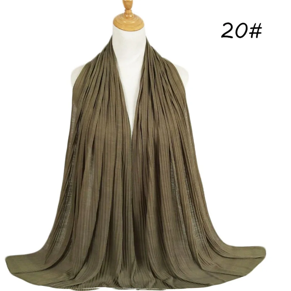 Women Pleated Scarf Hijab Jersey Turban  Good Stitching Shawls Long Hijabs Islam Muslim Scarves Elastic Plain Wrinkle Headscarf