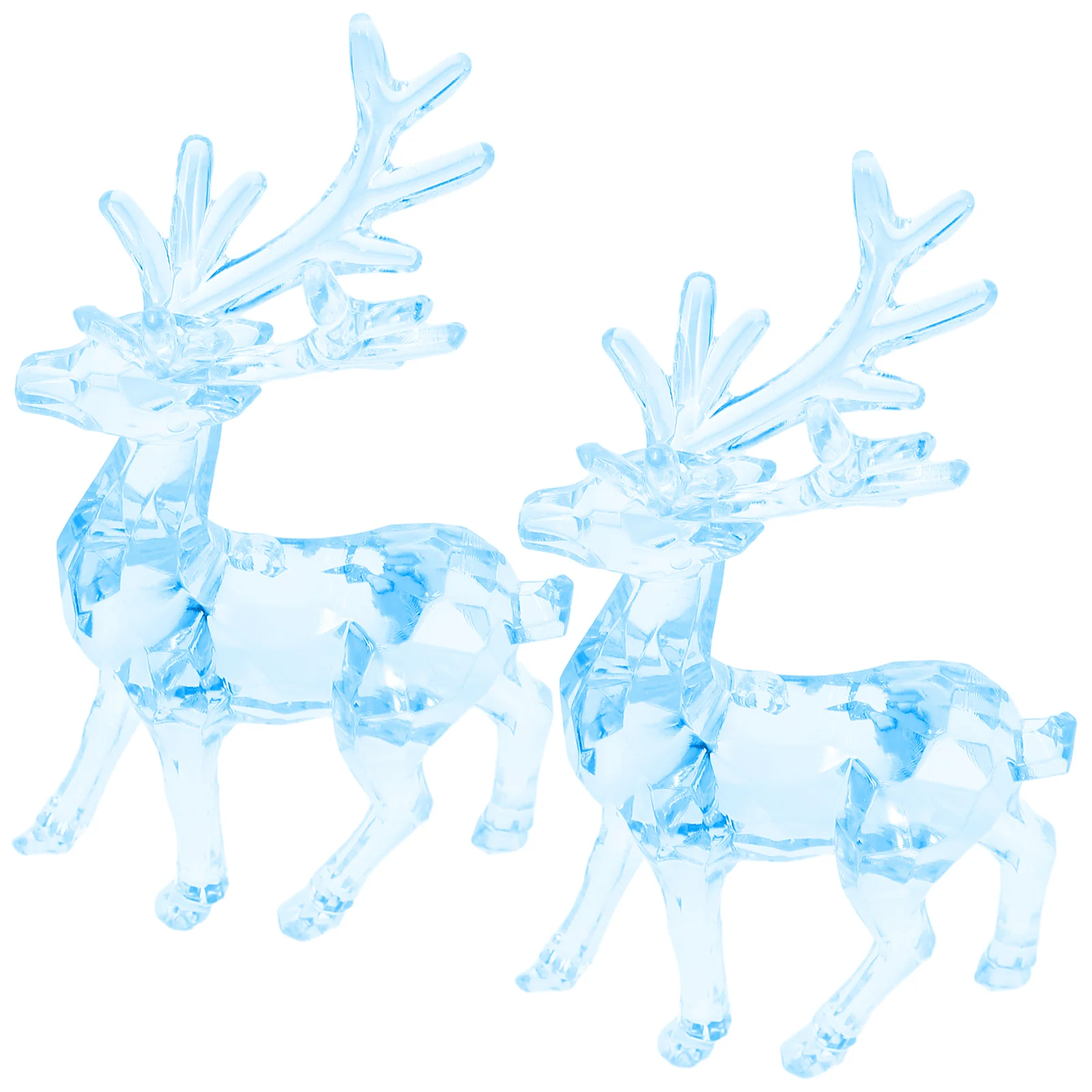 

Christmas Couple Deer Figurines Acrylic Reindeer Statue Clear Standing Elk Sculpture Collectible Xmas Tree Decor Blue
