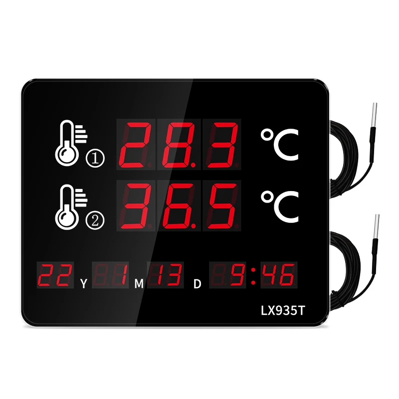 Sauna Thermometer Led Multifunctional Digital Rooms Thermometer with Waterproof Temperature Sensor Refrigerator Thermometer