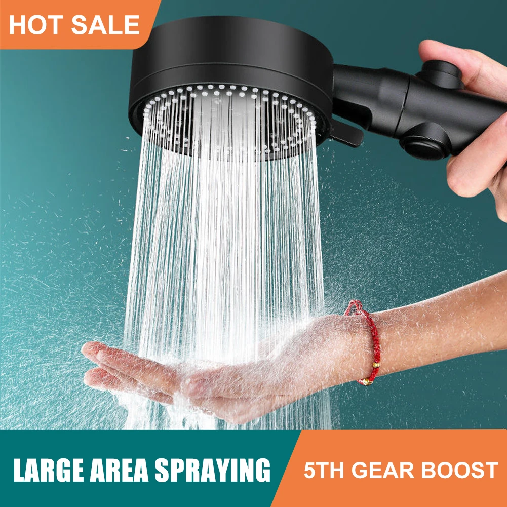 

Bathroom Shower Head Adjustable 5 Mode High Pressure Water Saving Shower One-key Stop Water Massage Shower Head