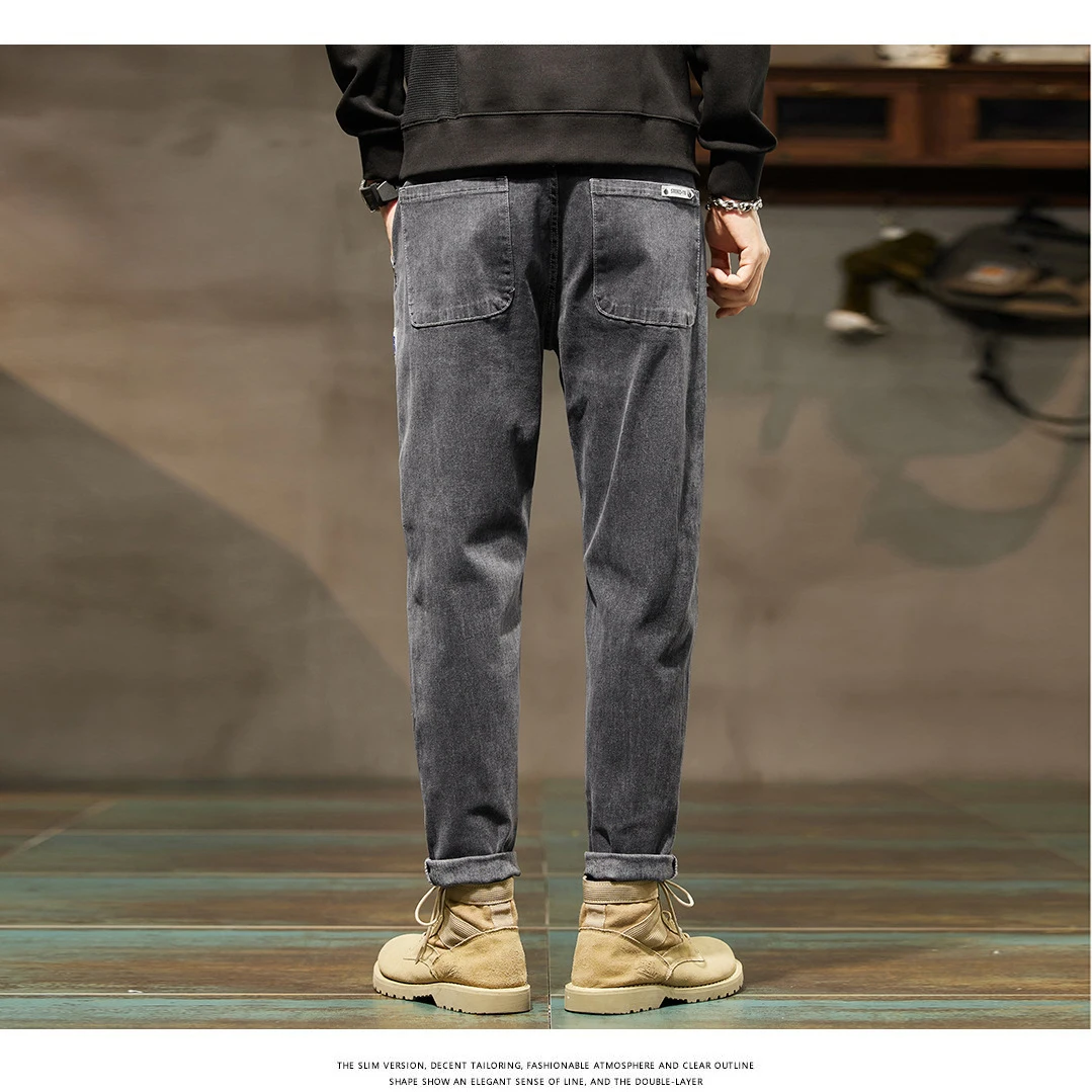 Fashion Hip Hop Youth Street Jeans New Men Casual Business Loose Straight Denim Pants Male Luxury Clothing Brand Black Trousers