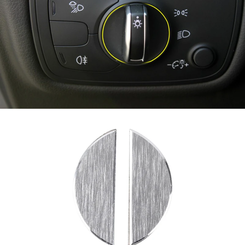 

For Audi Q3 A4 B8 S4 RS4 A5 S5 RS5 2008-15 Aluminum Alloy Silver Car Headlight Switch Button Cover Trim Stickers Car Accessories