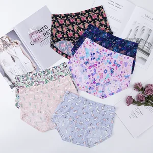 Japanese Ice Screen  briefs Printing breathable Mesh traceless ladies triangle low waist women’s milk silk underwear