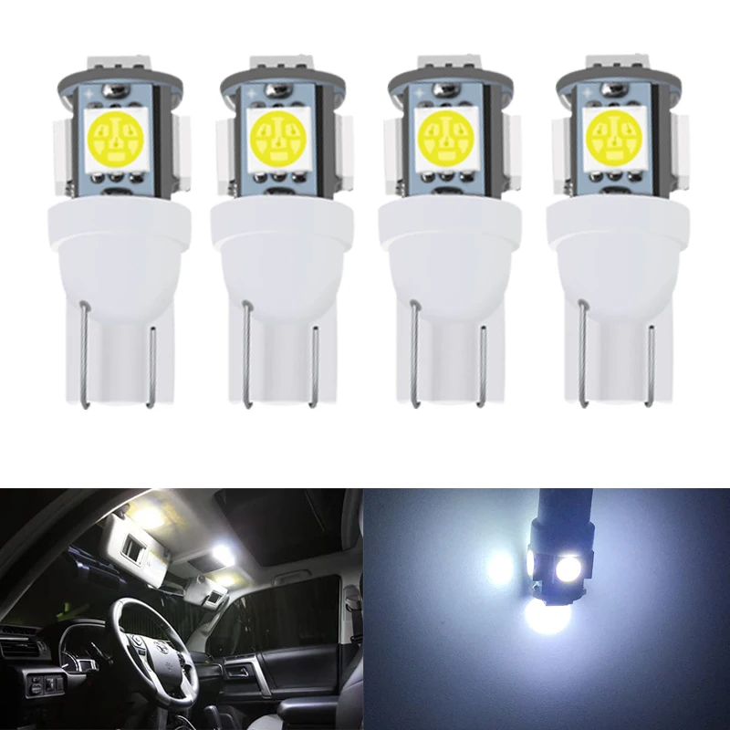 

4x T10 W5W 5W5 LED Signal Bulb Car Interior Dome Door Maps Reading Light 12V 7000K White Auto Trunk License Plate Lamps Red Blue