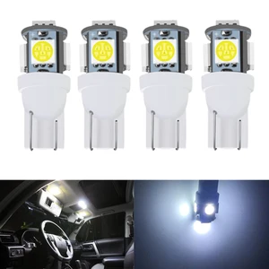 4x T10 W5W 5W5 LED Signal Bulb Car Interior Dome Door Maps Reading Light 12V 7000K White Auto Trunk License Plate Lamps Red Blue