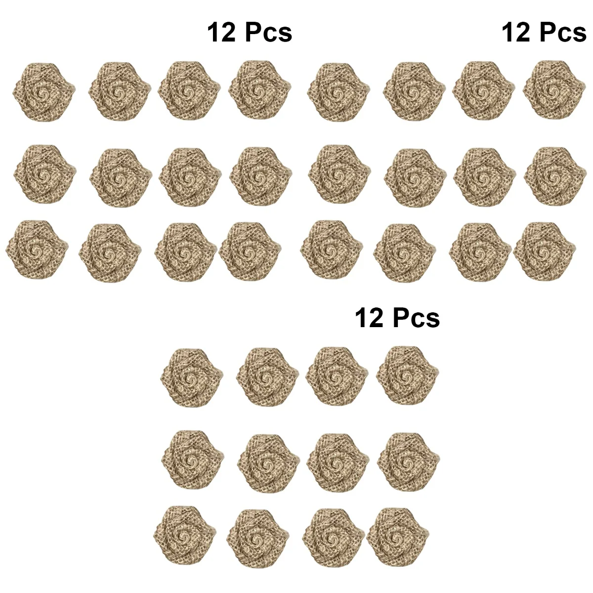 

36 шт., цветы розы из мешковины для творчества, украшения для рождественской и свадебной вечеринки